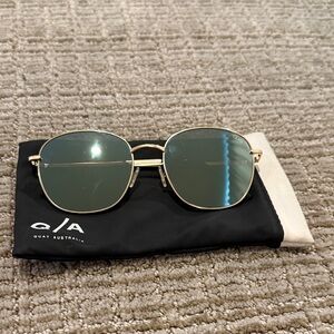 Quay Australia Gold Frame Sunglasses with Blue Lenses